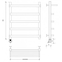 Полотенцесушитель электрический 670х530 ТЭН левый Secado Корсано 1СП 4673739247341
