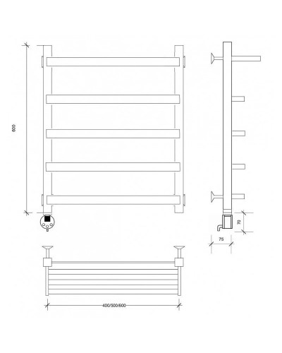 Полотенцесушитель электрический 670х630 ТЭН левый Secado Корсано 1СП 4673739247358