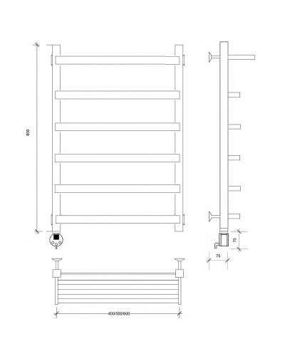 Полотенцесушитель электрический 870х430 ТЭН левый Secado Корсано 1СП 4673739247365