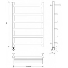 Полотенцесушитель электрический 870х530 ТЭН левый Secado Корсано 1СП 4673739247372