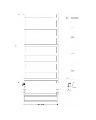 Полотенцесушитель электрический 1070х630 ТЭН левый Secado Корсано 1СП 4673739247419