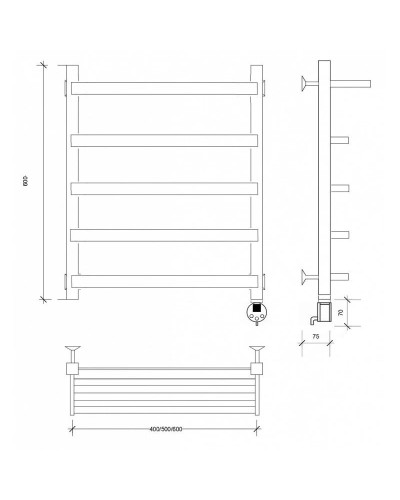 Полотенцесушитель электрический 670х430 ТЭН правый Secado Корсано 1СП 4673739247457
