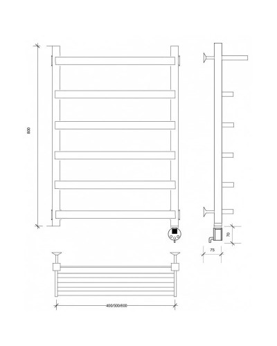 Полотенцесушитель электрический 870х430 ТЭН правый Secado Корсано 1СП 4673739247488
