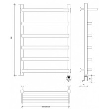 Полотенцесушитель электрический 870х530 ТЭН правый Secado Корсано 1СП 4673739247495