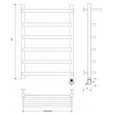 Полотенцесушитель электрический 870х630 ТЭН правый Secado Корсано 1СП 4673739247501