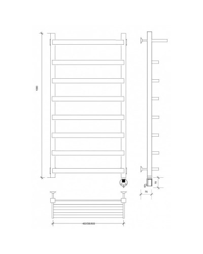 Полотенцесушитель электрический 1070х430 ТЭН правый Secado Корсано 1СП 4673739247518