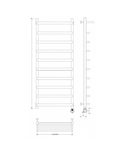 Полотенцесушитель электрический 1270х430 ТЭН правый Secado Корсано 1СП 4673739247549