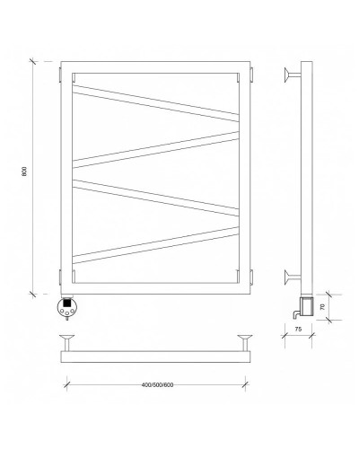 Полотенцесушитель электрический 870х530 ТЭН левый Secado Мирано 4603777441388