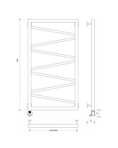 Полотенцесушитель электрический 1270х630 ТЭН левый Secado Мирано 4603777458447