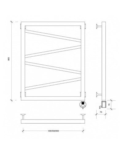 Полотенцесушитель электрический 870х530 ТЭН правый Secado Мирано 4603777441418
