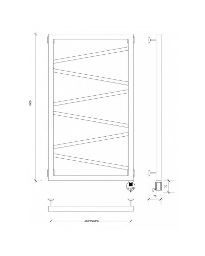 Полотенцесушитель электрический 1070х630 ТЭН правый Secado Мирано 4603777458416