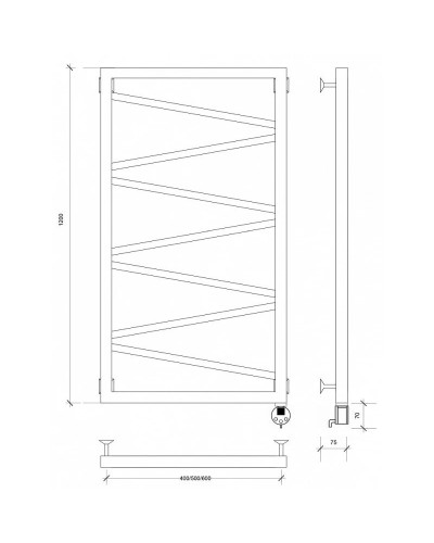 Полотенцесушитель электрический 1270х530 ТЭН правый Secado Мирано 4603777458430
