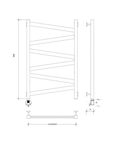Полотенцесушитель электрический 870х630 ТЭН левый Secado Мирано Плюс 4673739247617