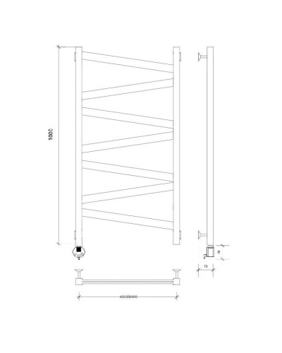 Полотенцесушитель электрический 1070х530 ТЭН левый Secado Мирано Плюс 4673739247624