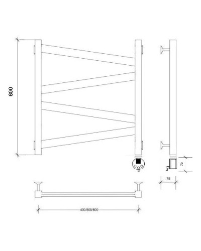 Полотенцесушитель электрический 670х530 ТЭН правый Secado Мирано Плюс 4673739247679