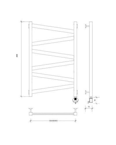 Полотенцесушитель электрический 870х630 ТЭН правый Secado Мирано Плюс 4673739247709