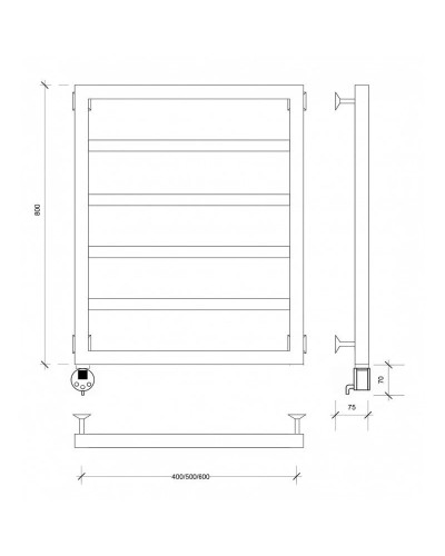 Полотенцесушитель электрический 870х630 ТЭН левый Secado Парма 4603777443191