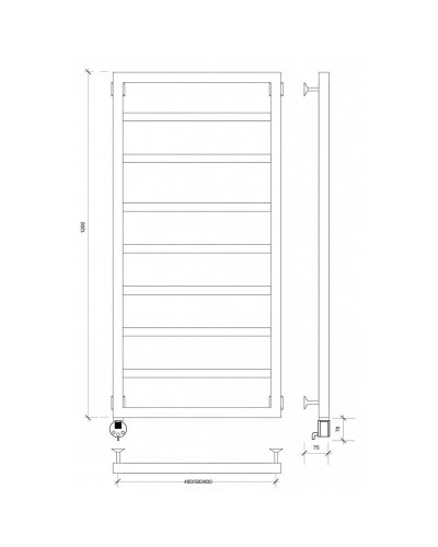 Полотенцесушитель электрический 1270х430 ТЭН левый Secado Парма 4603777443276