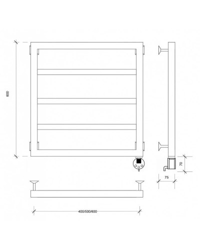 Полотенцесушитель электрический 670х530 ТЭН правый Secado Парма 4603777482299
