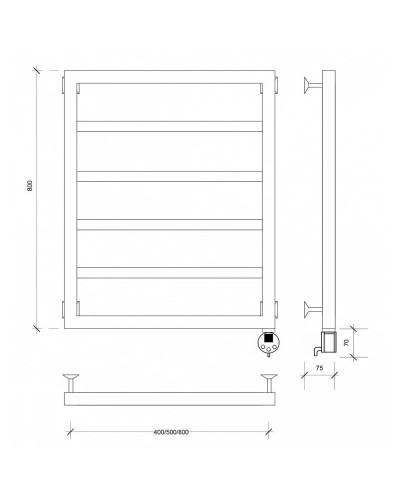 Полотенцесушитель электрический 870х630 ТЭН правый Secado Парма 4603777443207