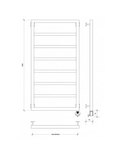 Полотенцесушитель электрический 1070х630 ТЭН правый Secado Парма 4603777443269