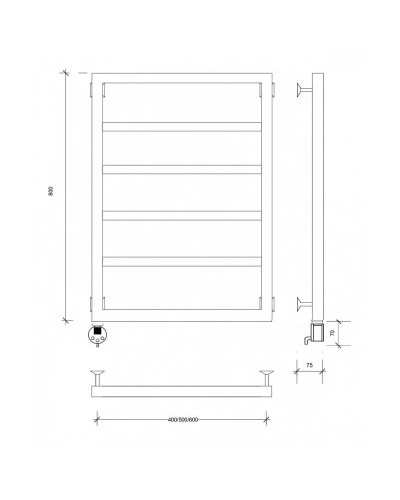 Полотенцесушитель электрический 870х532 ТЭН левый Secado Парма 2 4673739247792