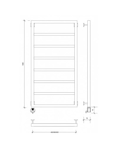 Полотенцесушитель электрический 1070х432 ТЭН левый Secado Парма 2 4673739247815