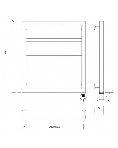 Полотенцесушитель электрический 670х632 ТЭН правый Secado Парма 2 4673739247891