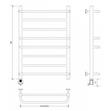 Полотенцесушитель электрический 870х430 ТЭН левый Secado Модена 2 4603777480141