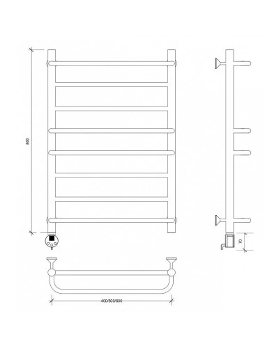 Полотенцесушитель электрический 870х530 ТЭН левый Secado Модена 2 4603777474829