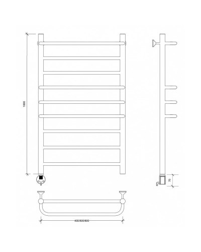 Полотенцесушитель электрический 1070х630 ТЭН левый Secado Модена 2 4603777480196