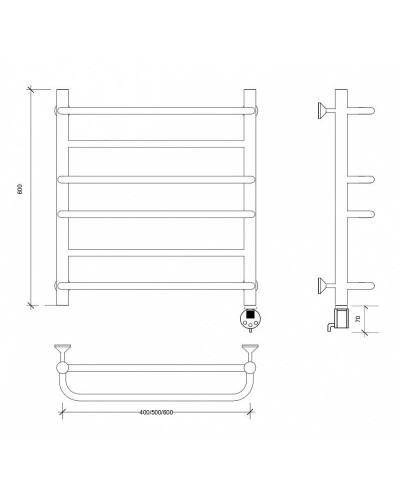 Полотенцесушитель электрический 670х430 ТЭН правый Secado Модена 2 4603777482558
