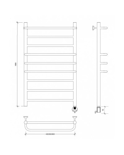 Полотенцесушитель электрический 1070х630 ТЭН правый Secado Модена 2 4603777480288