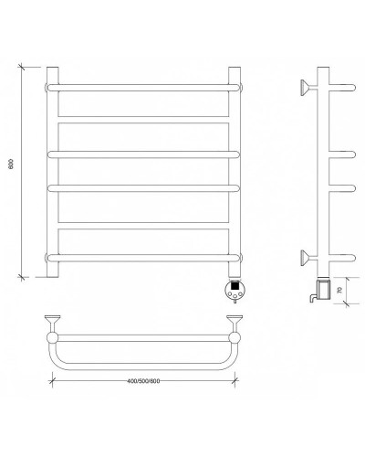 Полотенцесушитель электрический 670х430 ТЭН правый Secado Модена 2 4603777482640