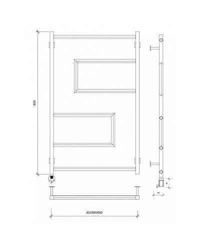 Полотенцесушитель электрический 870х530 ТЭН левый Secado Рабби 4673739252918