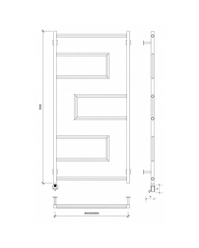 Полотенцесушитель электрический 1070х430 ТЭН левый Secado Рабби 4673739252932