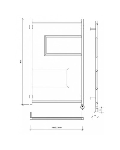 Полотенцесушитель электрический 870х630 ТЭН правый Secado Рабби 4673739253014