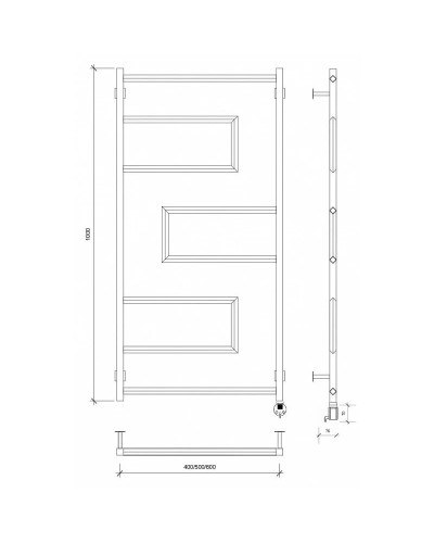 Полотенцесушитель электрический 1070х530 ТЭН правый Secado Рабби 4673739253038