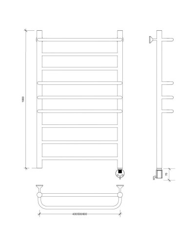 Полотенцесушитель электрический 1070х430 ТЭН правый Secado Модена 2 4603777479992