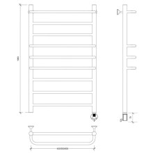 Полотенцесушитель электрический 1070х530 ТЭН правый Secado Модена 2 4603777480004