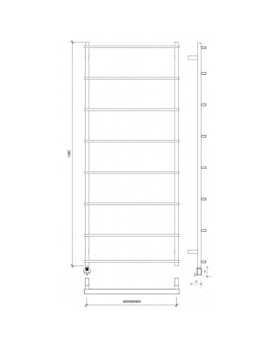 Полотенцесушитель электрический 1270х430 ТЭН левый Secado Лорето 4673739219140