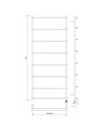 Полотенцесушитель электрический 1270х430 ТЭН правый Secado Лорето 4603777471293
