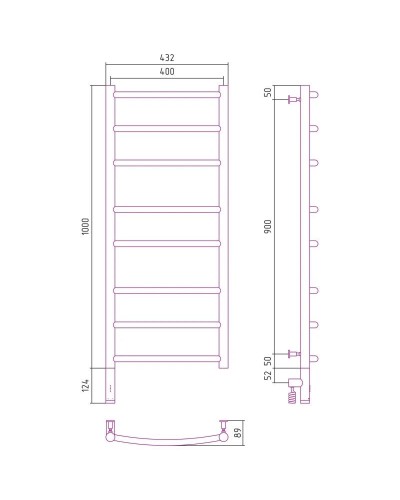Полотенцесушитель электрический 1000х400 сатин МЭМ левый Сунержа Галант 3.0 071-5800-1040