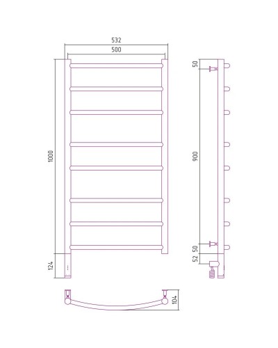 Полотенцесушитель электрический 1000х500 состаренная бронза МЭМ левый Сунержа Галант 3.0 05-5800-1050