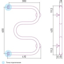 Полотенцесушитель водяной 600х400 Сунержа М-образный 00-0007-6040