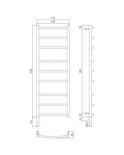 Полотенцесушитель электрический 1200х400 белый глянец МЭМ левый Сунержа Галант 3.0 12-5800-1240