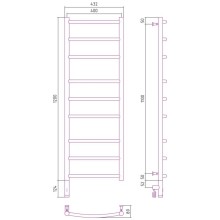 Полотенцесушитель электрический 1200х400 состаренная латунь МЭМ левый Сунержа Галант 3.0 051-5800-1240