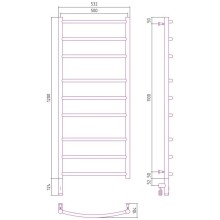 Полотенцесушитель электрический 1200х500 состаренная латунь МЭМ левый Сунержа Галант 3.0 051-5800-1250