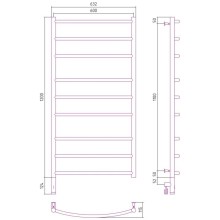 Полотенцесушитель электрический 1200х600 золотой матовый МЭМ левый Сунержа Галант 3.0 032-5800-1260
