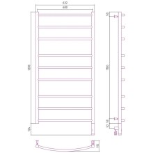 Полотенцесушитель электрический 1200х600 белый глянец МЭМ правый Сунержа Галант 3.0 12-5801-1260